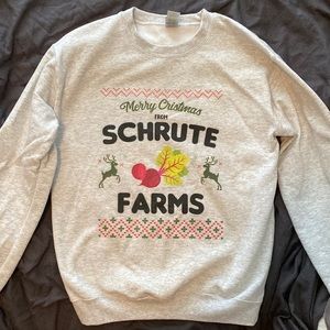 The Office Schrute Farms Holiday Crewneck Sweatshirt Sz SM Gray BRAND NEW